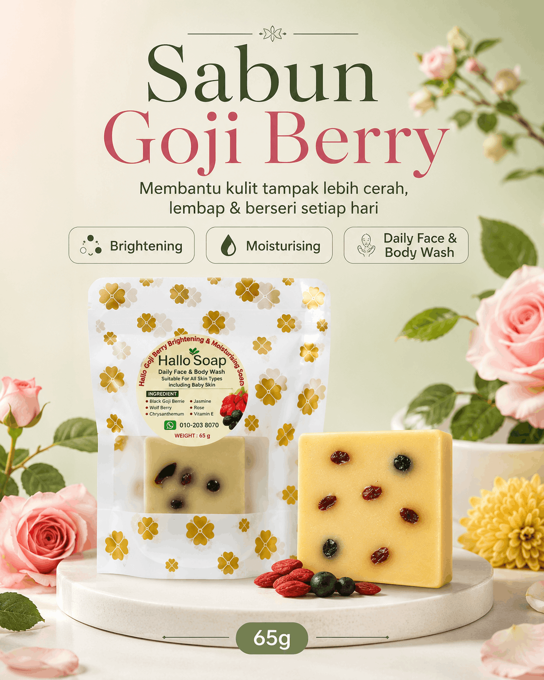 Hallo Goji Berry Brightening & Moisturising Soap